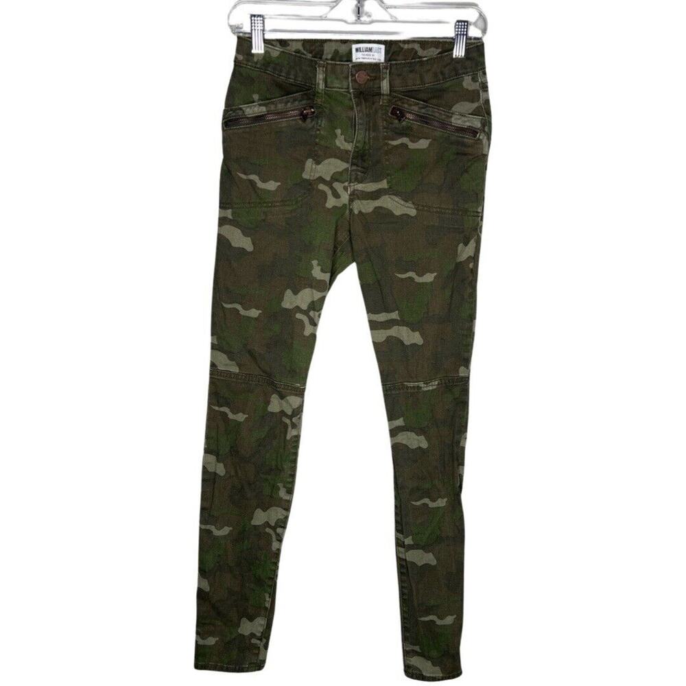 William Rast Jeans Womens 4 27" Green Brown Camo Skinny Camouflage Destroyed